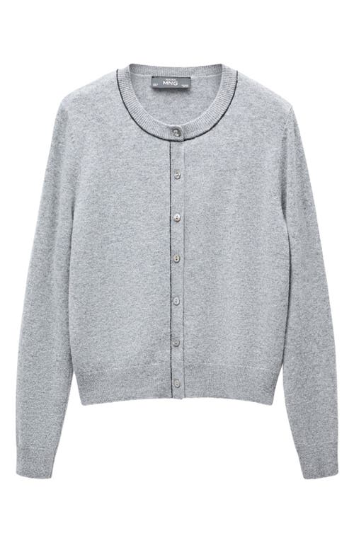 Mango Women's Decorative Stitching Wool Cardigan In Medium Heather Grey