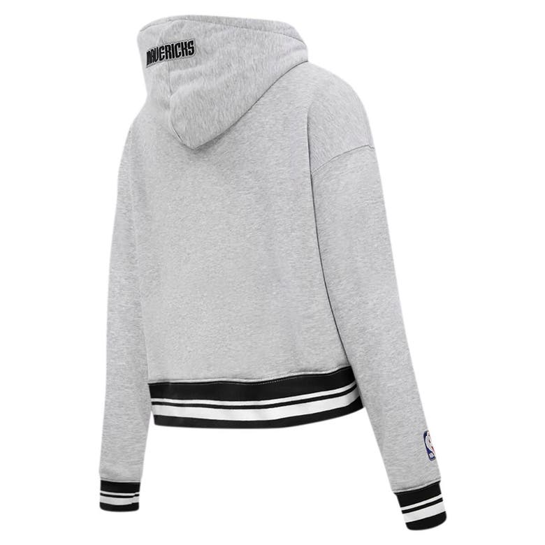 Shop Pro Standard Heather Gray Dallas Mavericks Script Tail Cropped Pullover Hoodie