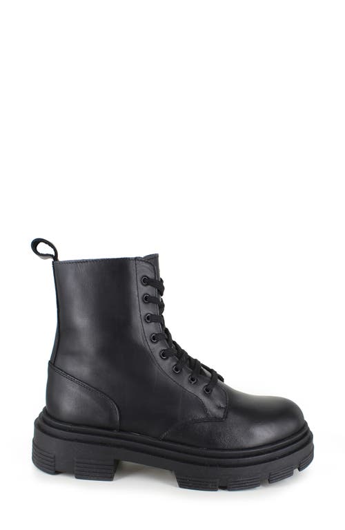 Ziginy Brunella Water Resistant Platform Combat Boot In Black
