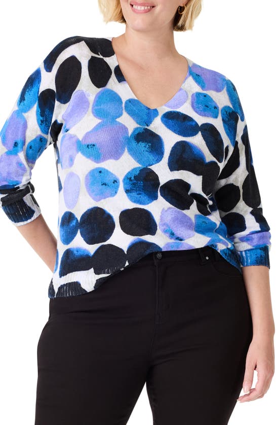 Shop Nic + Zoe Nic+zoe Supersoft Midnight Dot Sweater In Blue Multi