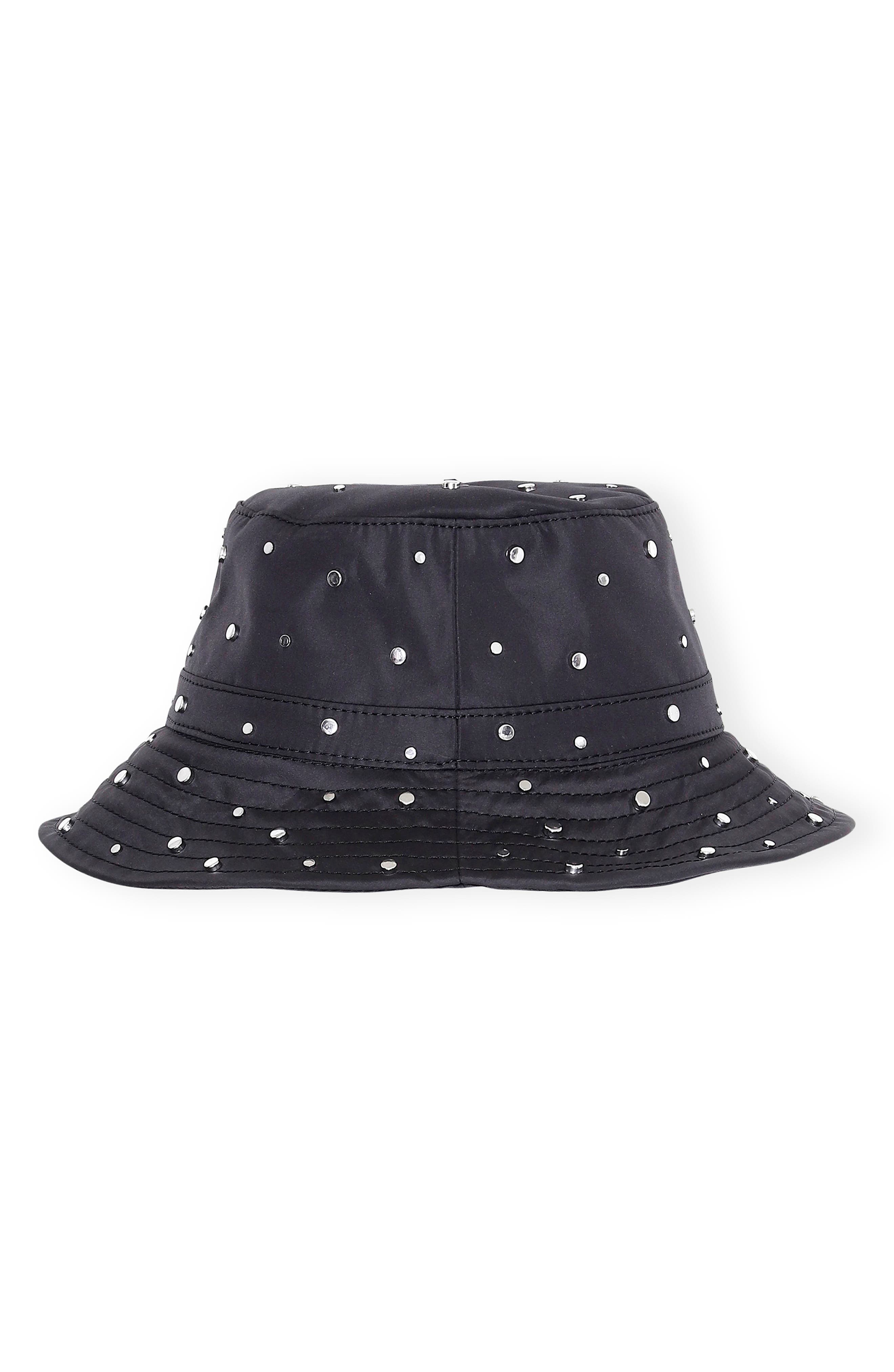 Ganni Studded Bucket Hat in Black at Nordstrom, Size X-Small