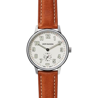 Jack Mason Field Leather Strap Watch,