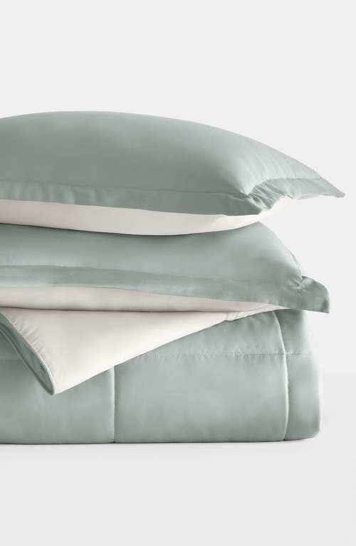 Shop Homespun Premium Down Alternative Reversible Comforter Set In Eucalyptus/natural