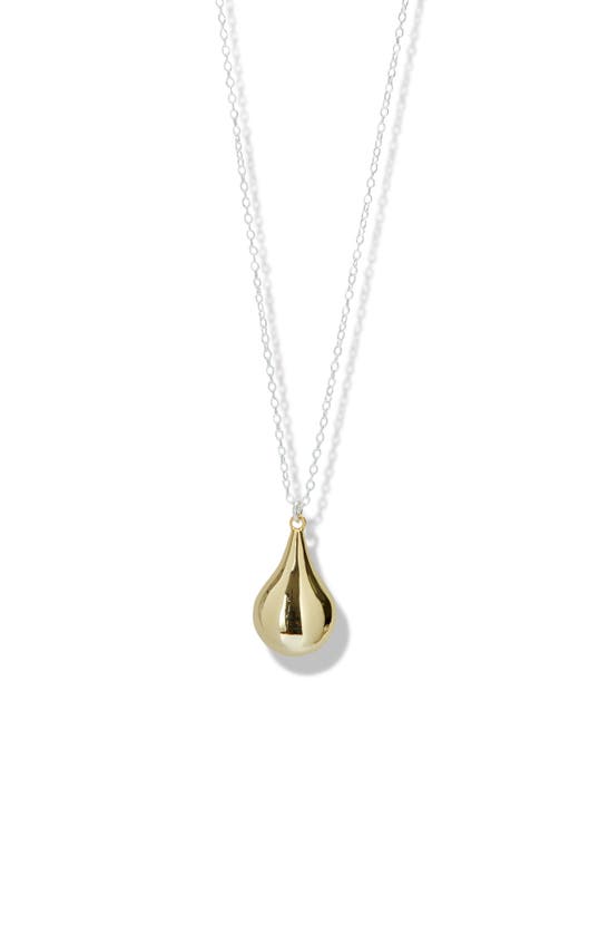 Argento Vivo Sterling Silver Two-tone Teardrop Pendant Necklace In Gold/ Silver