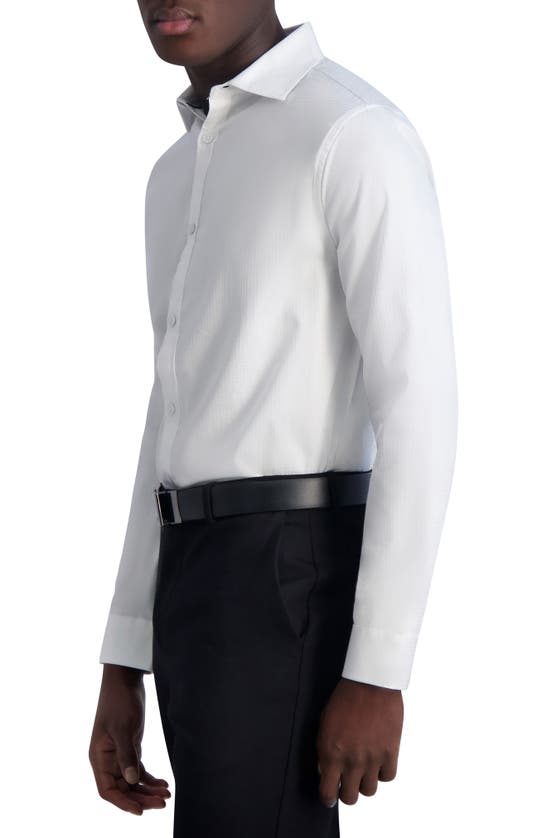 Shop Karl Lagerfeld Paris Jacquard Square Slim Fit Dress Shirt In White