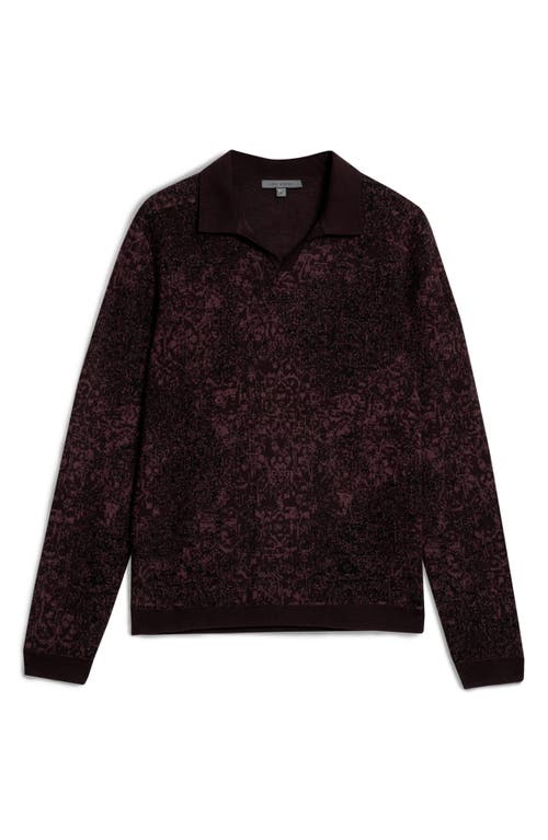 Shop John Varvatos Oliver Organic Cotton Jacquard Sweater In Dark Plum