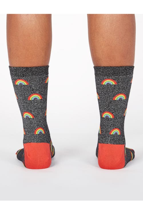 Shop Sock It To Me Glitter Rainbow Socks In Black Glitter/rainbow