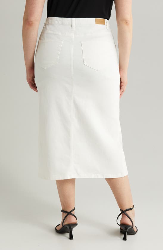 Shop Vero Moda Curve Lucky Denim Midi Skirt In Snow White