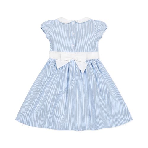 Hope & Henry Baby Girls' Organic Seersucker Peter Pan Collar Dress, Infant In Blue Seersucker
