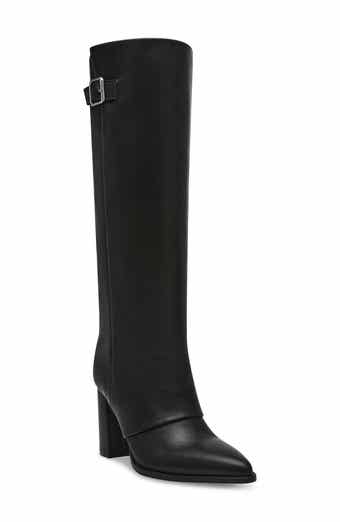 Anne Klein Women s Sable Genuine Leather Over The Knee High Boots Black Leather
