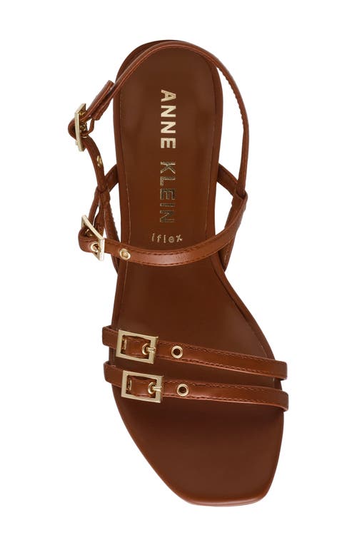 Anne Klein Women's Mackenzie Strappy Buckle Block Heel Dress Sandals In Brown Smooth