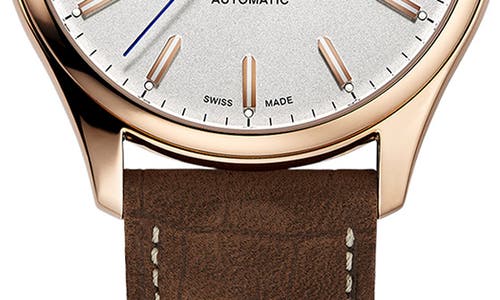 Shop Frederique Constant Classics Index Automatic Leather Strap Watch, 40mm In Rose Goldone