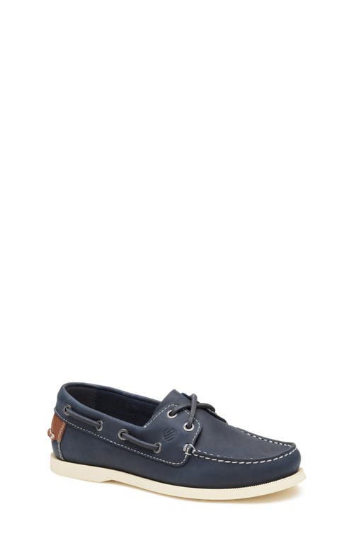 Johnston & Murphy Kids' Zeke Boat Shoe In Navy Oiled Nubuck