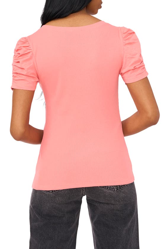 Shop 1.state Puff Sleeve Rib T-shirt In Shell Pink