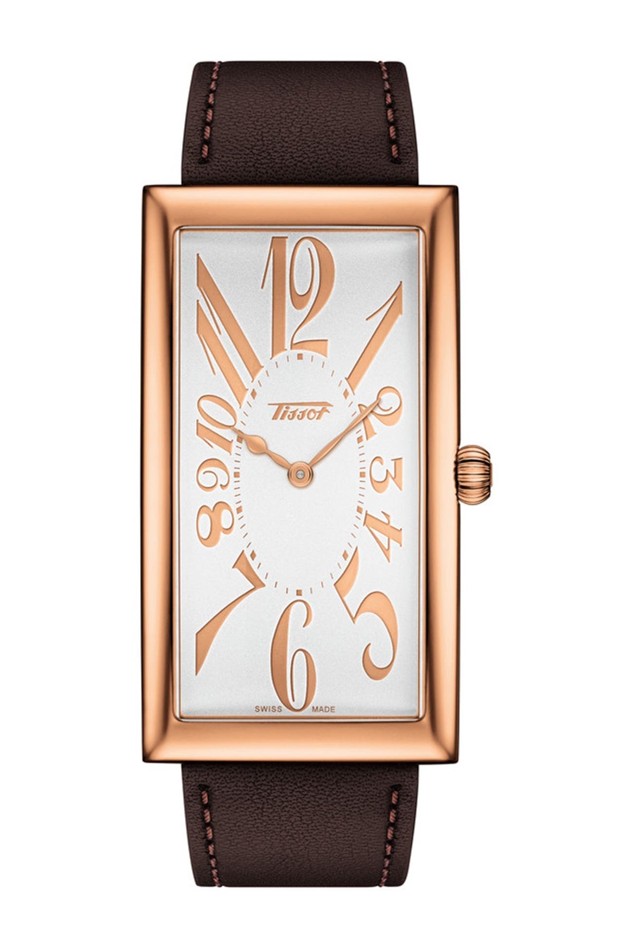 Tissot Men's Heritage Rectangle Face Leather Strap Watch, 27mm