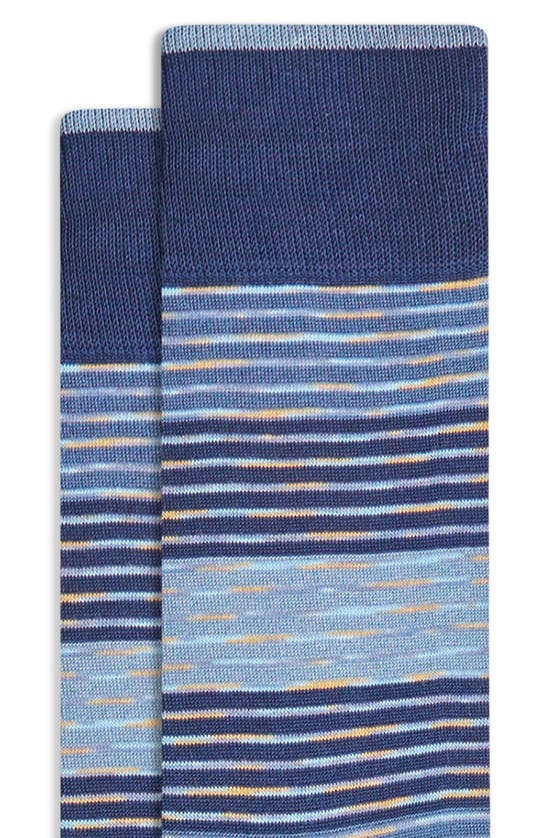 Shop Bugatchi Stripe Mercerized Cotton Blend Dress Socks In Steel
