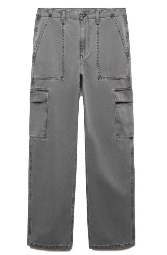 Shop Mango Straight Leg Cargo Jeans In Charcoal