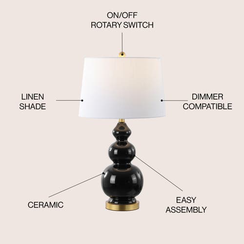 Jonathan Y Bowen Contemporary Transitional Ceramic Gourd Led Table Lamp In Black