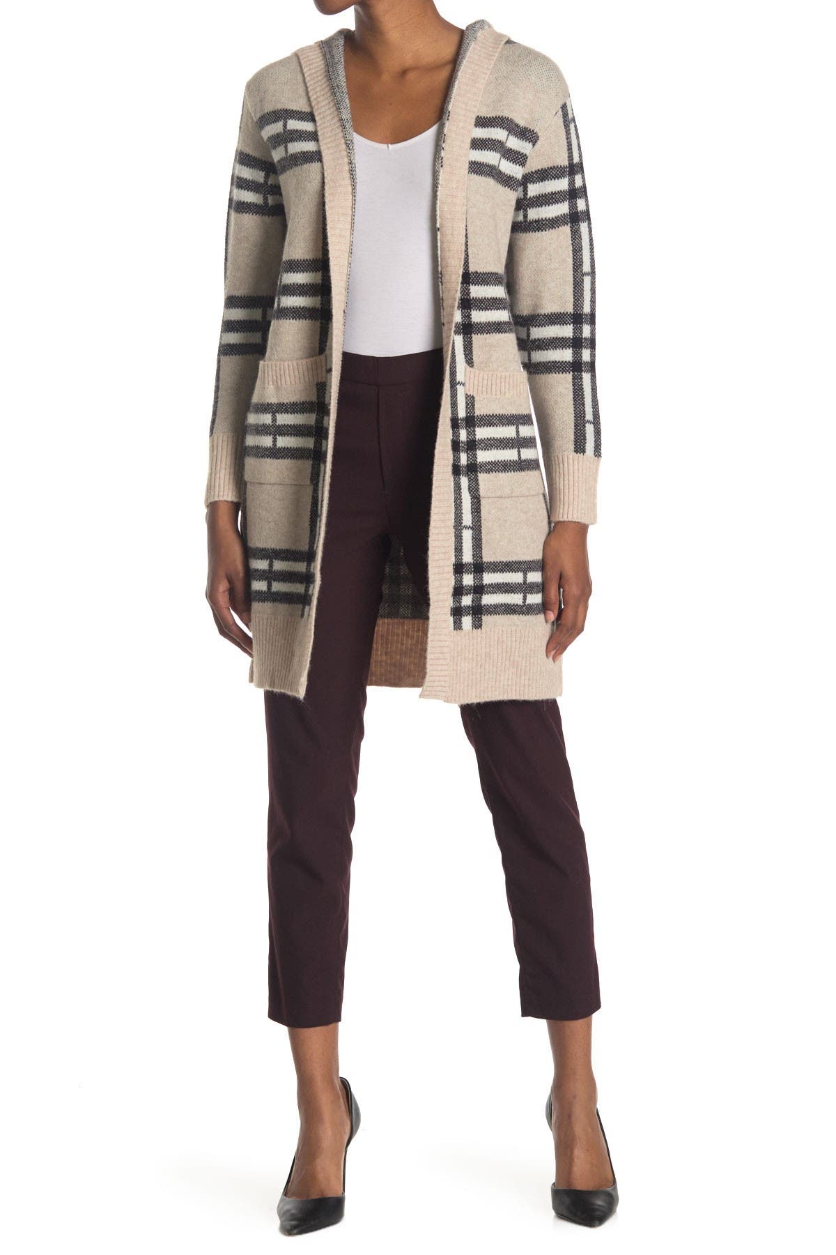 long plaid cardigan