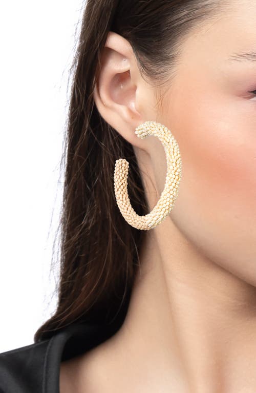 Shop Deepa Gurnani Nixie Two-tone Bead Hoop Earrings In Champagne