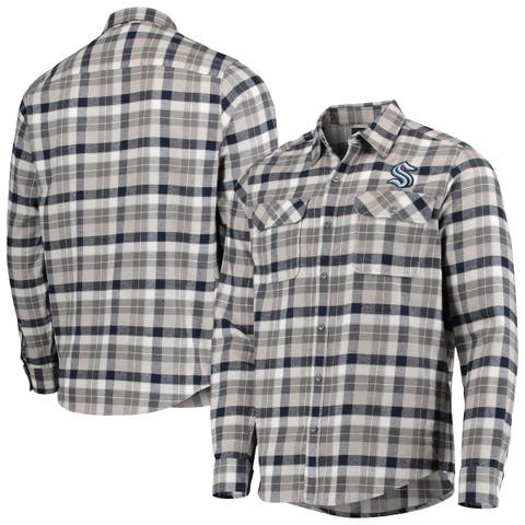 Men's Antigua Royal/Gray Los Angeles Dodgers Flannel Button-Up Shirt