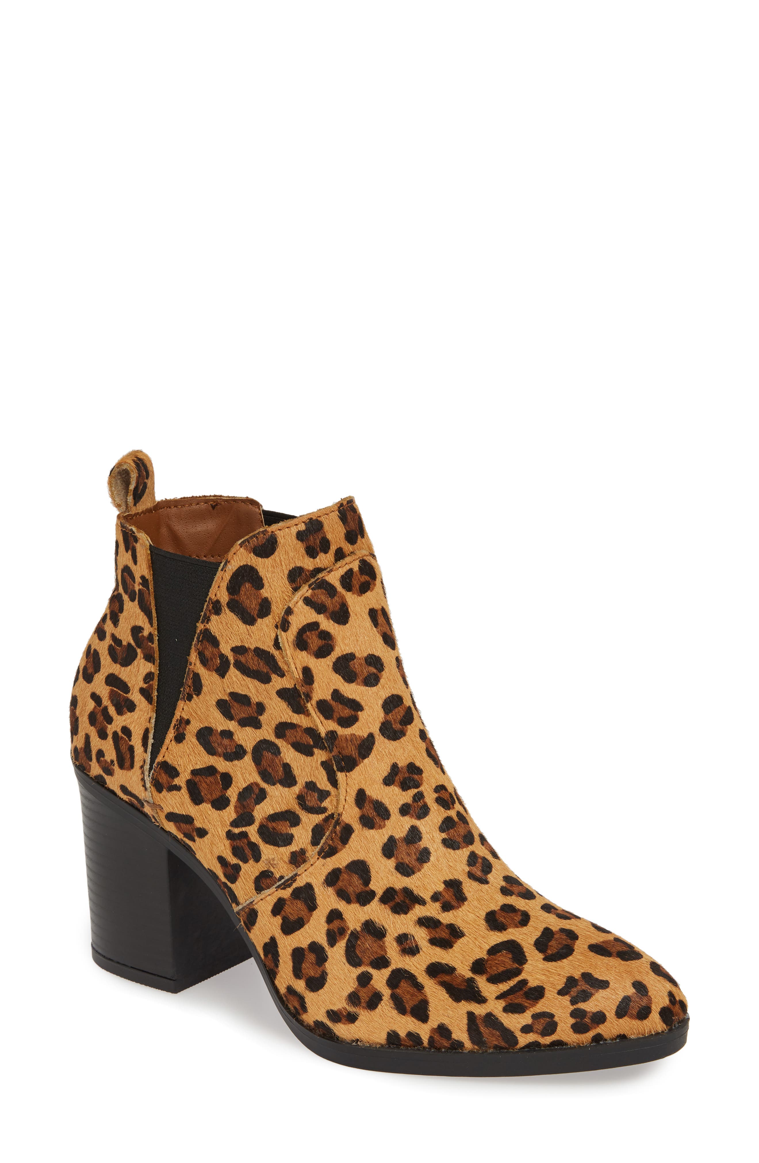 Mia Trinaa Genuine Calf Hair Chelsea Boot, Brown