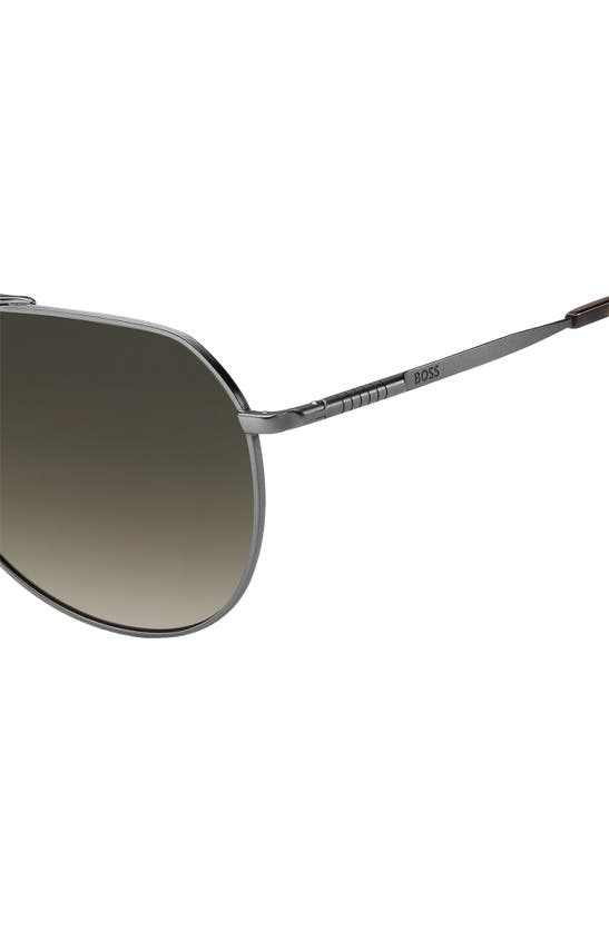 Shop Hugo Boss 61mm Aviator Sunglasses In Dark Ruthenium