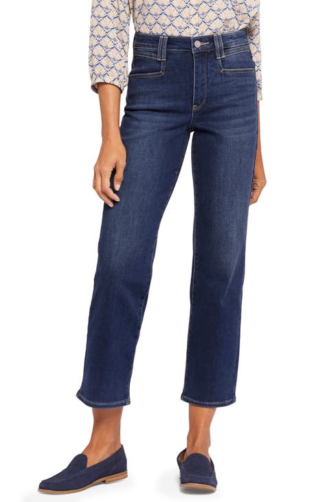High Waist Ankle Relaxed Straight Leg Jeans