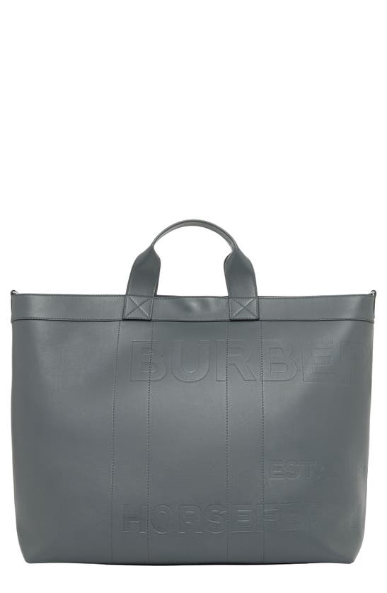Burberry Men's Horseferry Embossed Leather Tote Bag In Dark Ash Grey |  ModeSens