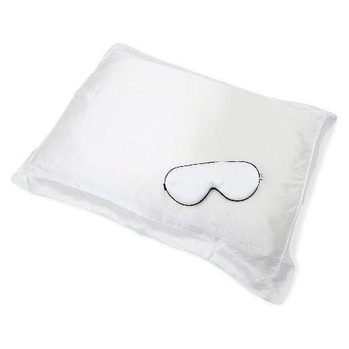 White Lotus Beauty Luxurious 100% Mulberry Silk Pillowcase And Eye Mask Set In White