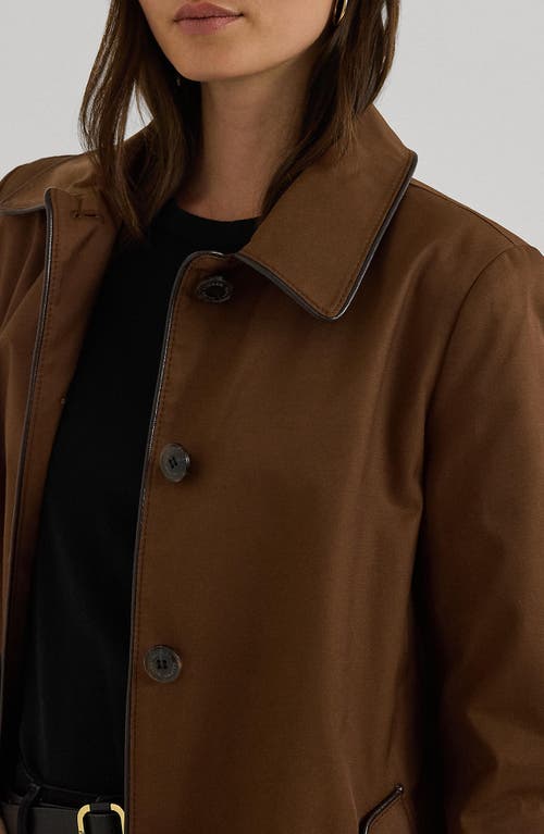 Shop Lauren Ralph Lauren Cotton Blend Coat With Removable Hood In Dark Terracotta