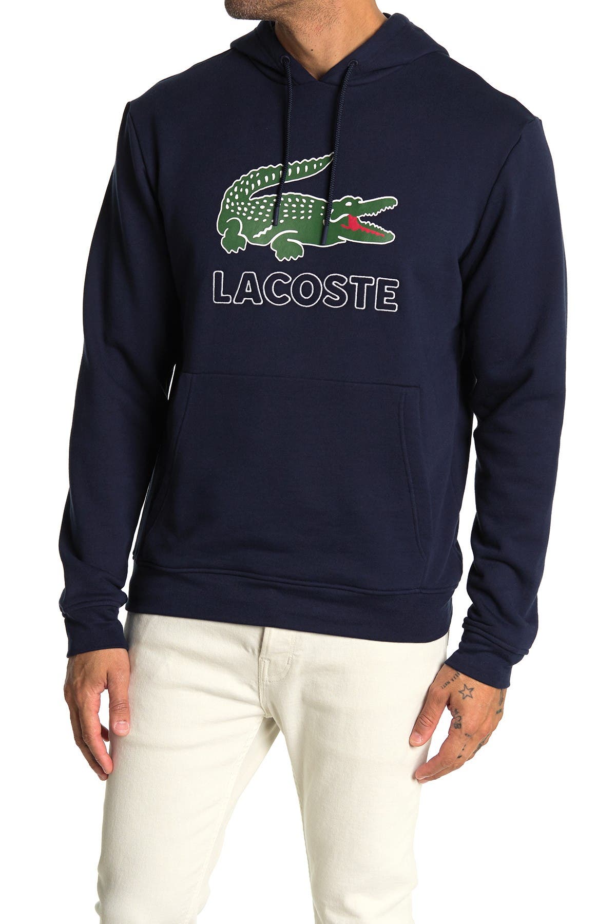 Lacoste Logo Hoodie Sweatshirt In Marine