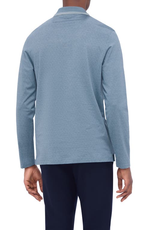 Shop Bugatchi Jacquard Long Sleeve Polo In Sage Blue