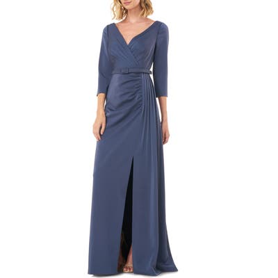 Kay Unger Capri Belted Gown, Grey