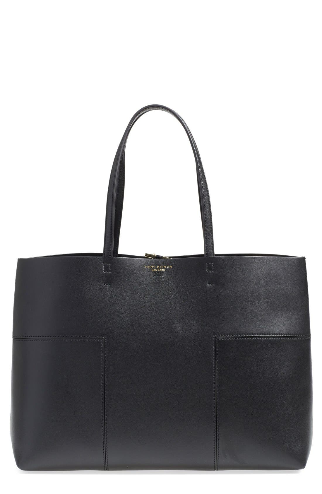 tory burch block t leather tote