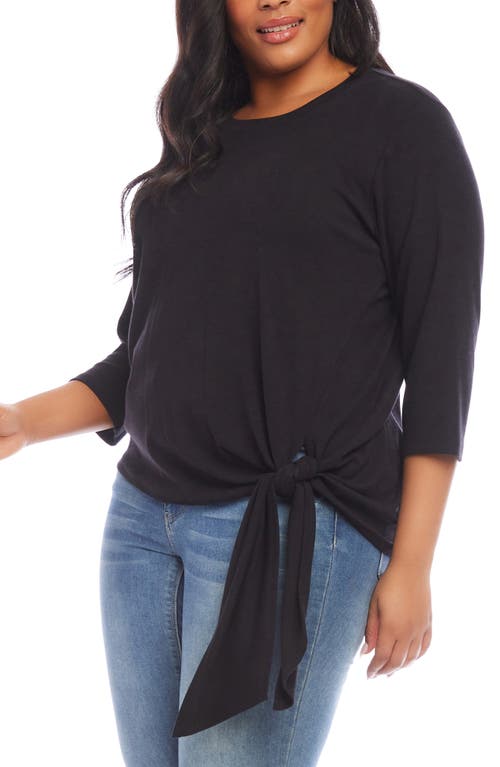 Shop Karen Kane Tie Hem Hemp & Organic Cotton Blend Top In Black