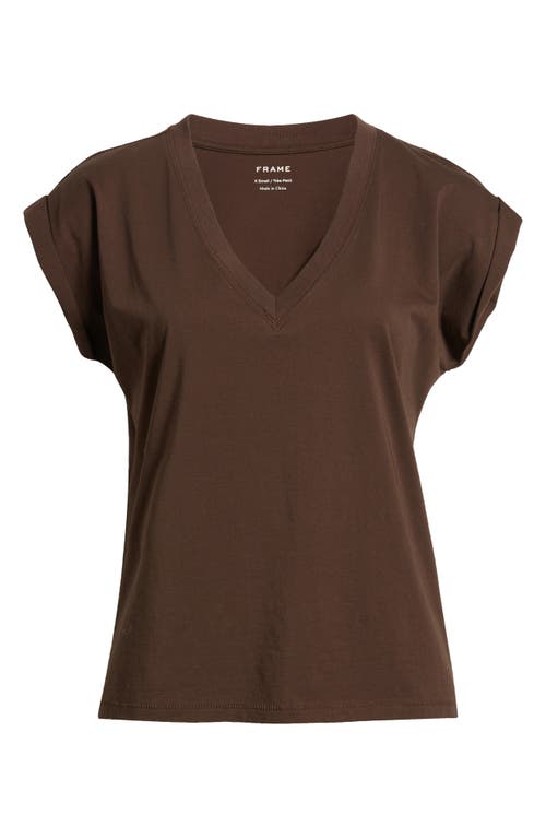 Shop Frame Easy Cotton V-neck T-shirt In Chocolate Brown