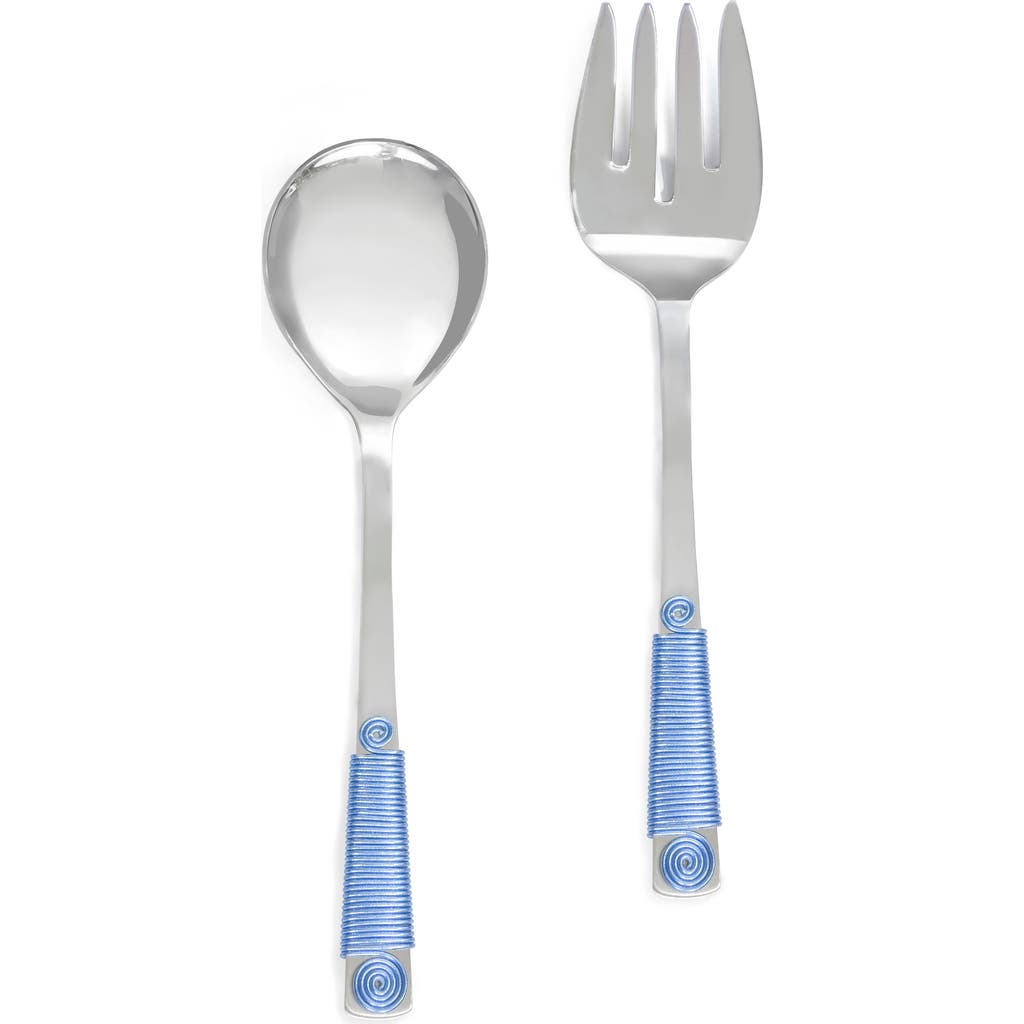 Tiramisu Stainless Steel Salad Servers In Sapphire Blue