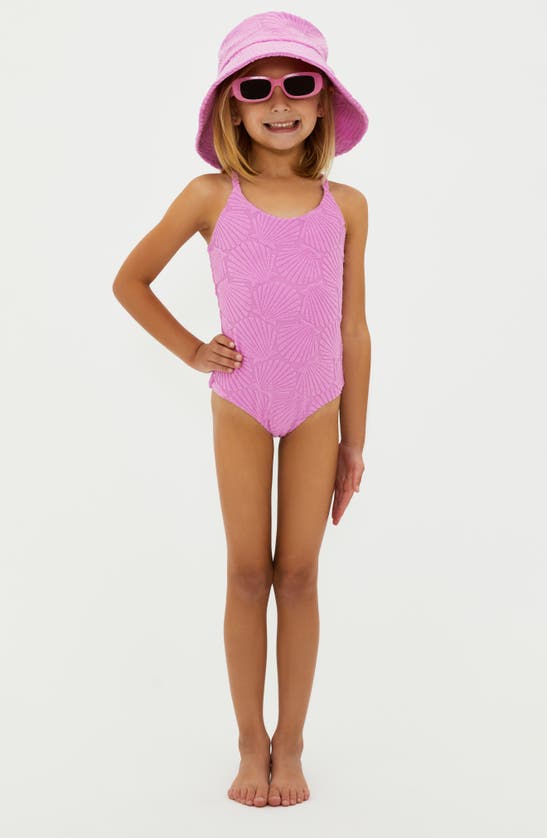Shop Beach Riot Kids' Little Julia Terry Jacquard One-piece Swimsuit In Shell Pink