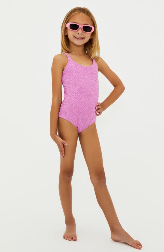 Beach Riot Kids' Little Julia Terry Jacquard One-piece Swimsuit In Shell Pink