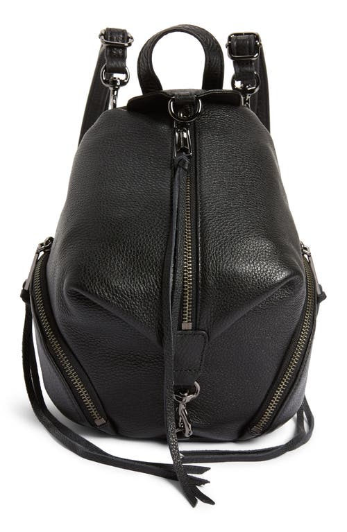 Rebecca Minkoff Mini Julian Pebbled Leather Convertible Backpack in Black at Nordstrom