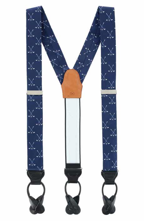 Brooks Brothers Navy Blue & Burgundy Stripe Woven suspenders Braces w/  Leather Loops- striped suspenders, Brooks Brothers suspenders