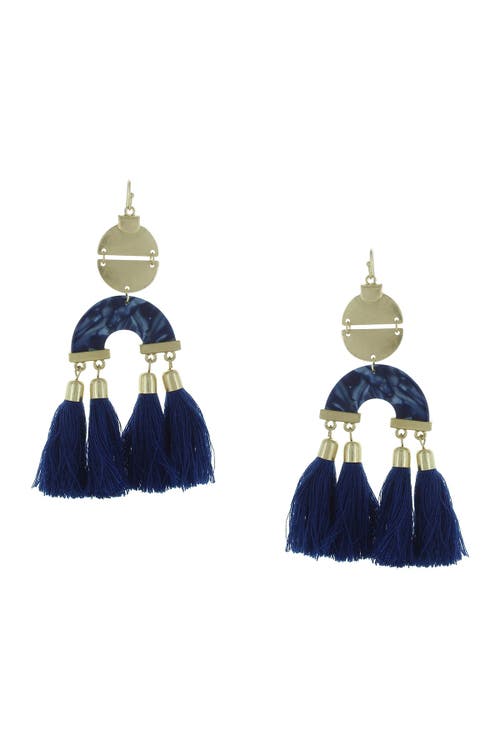 Shop Olivia Welles Gabby Resin Tassel Drop Earrings In Gold/blue