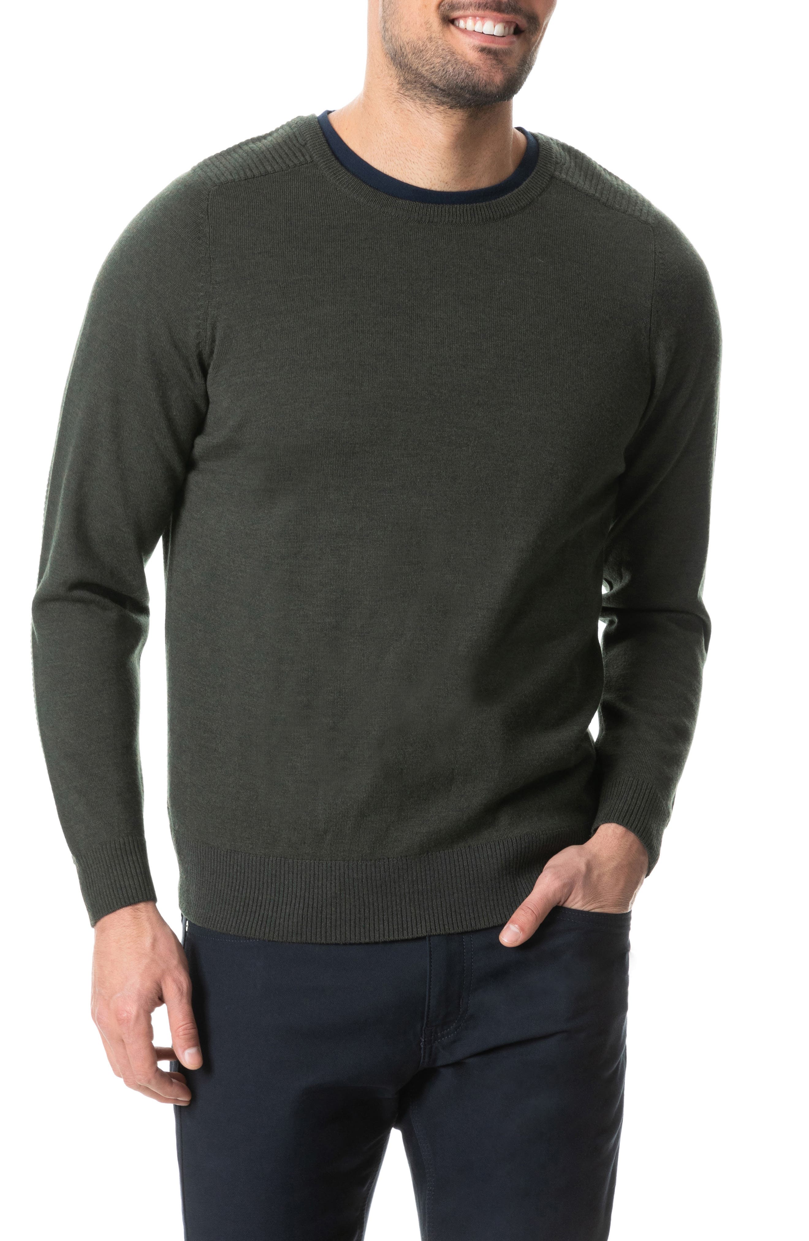 Rodd And Gunn Hawtrey Regular Fit Crewneck Wool Sweater In Olive