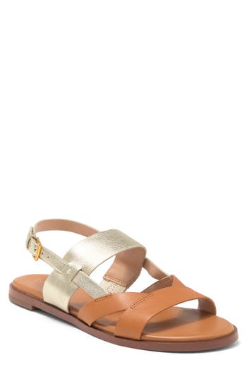 Cole Haan Fawn Slingback Sandal In Pecan/soft Gold Ltr