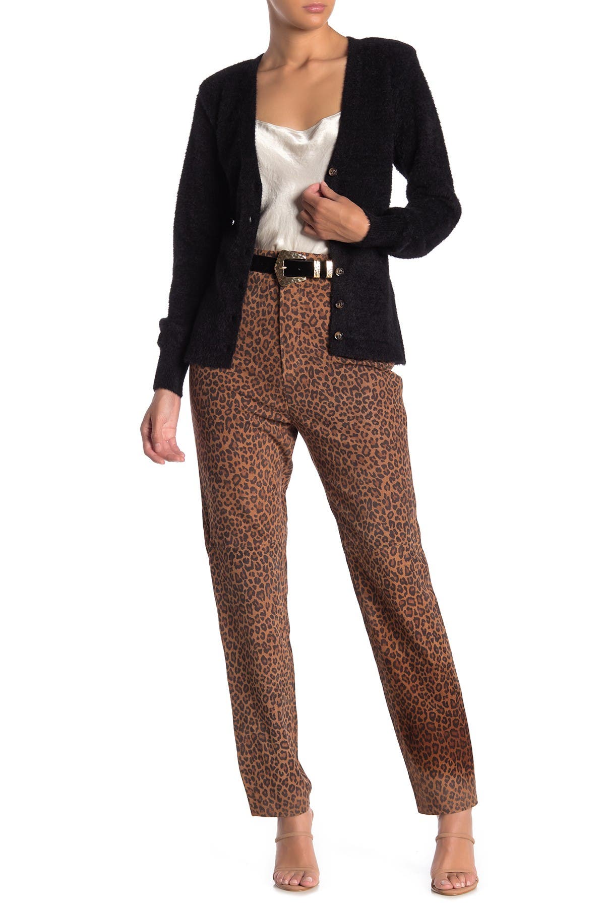 leopard leather pants
