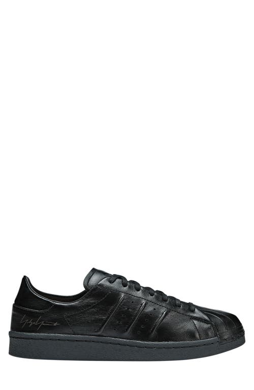 Y-3 Adidas Superstar Leather Low-top Sneakers In Black/black/black