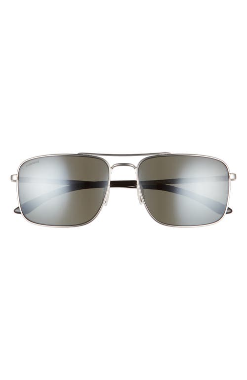 Outcome 59mm Polarized Aviator Sunglasses in Matte Silver/Platinum Mirror