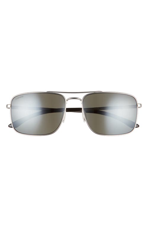 Shop Smith Outcome 59mm Polarized Aviator Sunglasses In Matte Silver/platinum Mirror