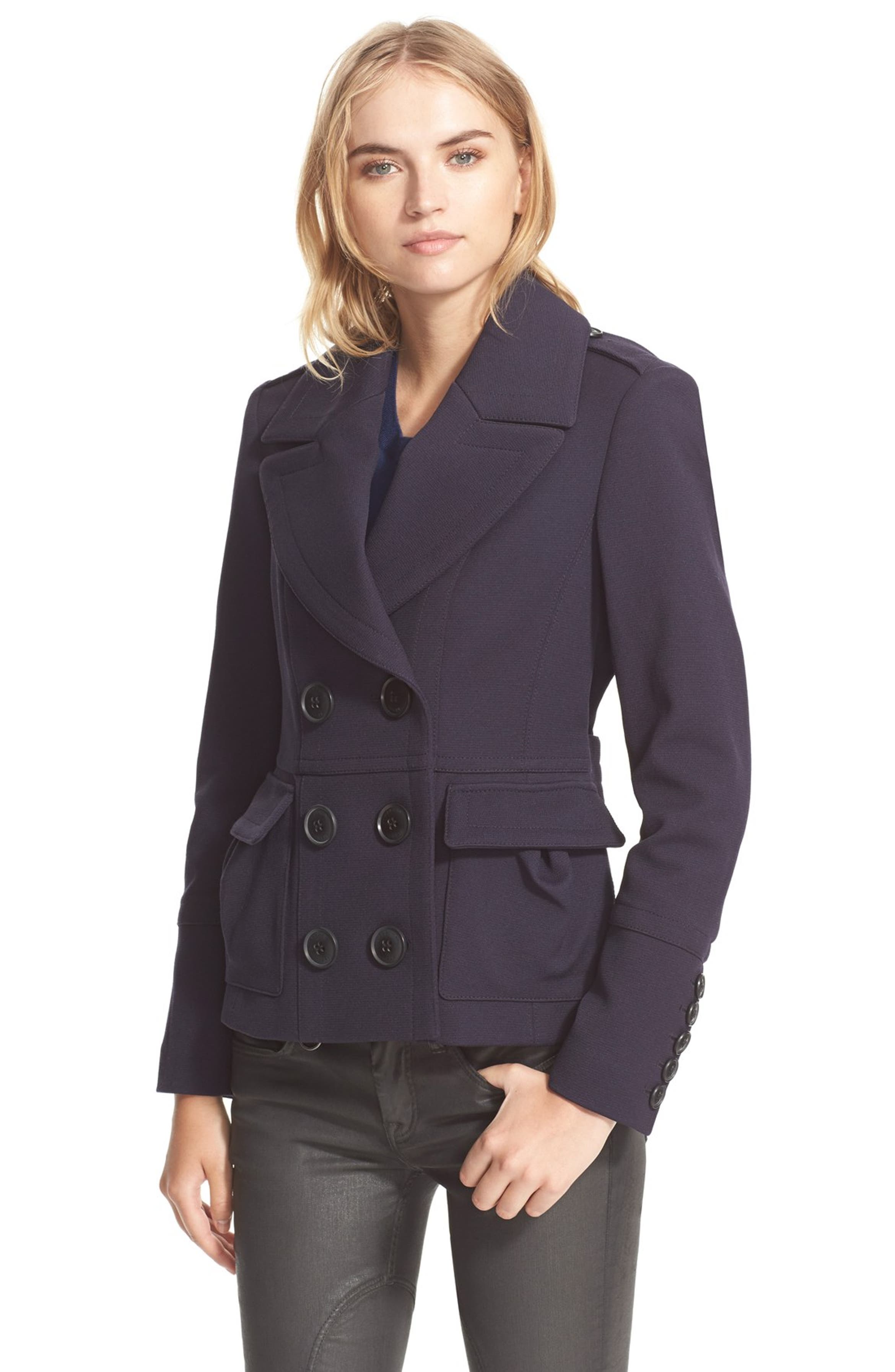 Burberry Brit 'Warrington' Slim Double Breasted Peacoat | Nordstrom